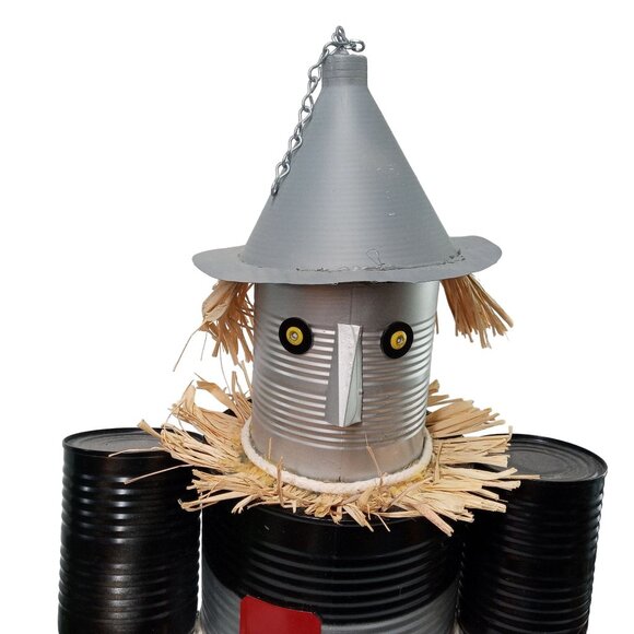 Vintage Tin Man Scarecrow Sculpture Wizard Of Oz Folk Art Recycled Robot - Picture 3 of 14